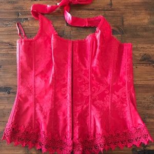 Fredericks of Hollywood Red Halter Corset Sz 36